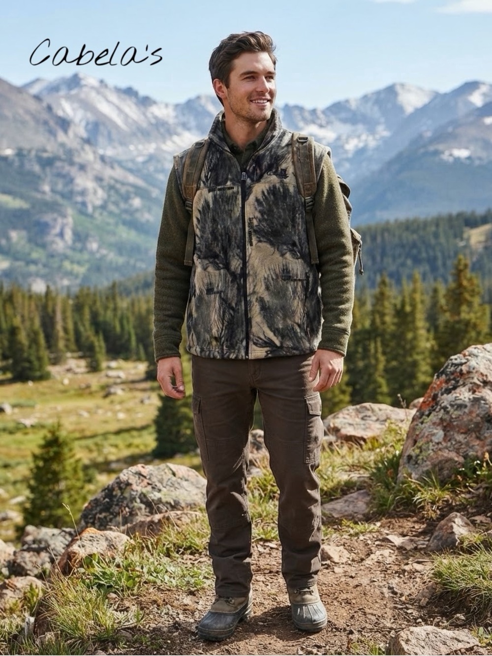 Cabela's Open Country Camo Fleece Vest
Mens L Vintage 90s Hunting Outdoor